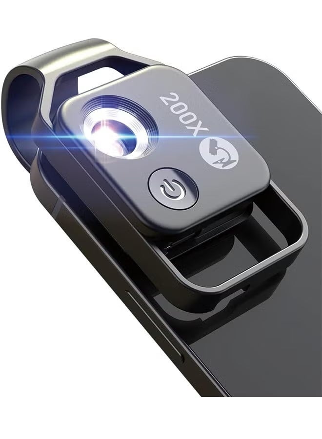 آبيكسل مجهر هاتف مزود بعدسة CPL/إضاءة LED، ملحق كاميرا مجهر جيب 200X - Image 1